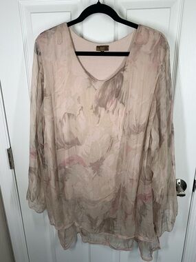 Amanti blush pink sheer silk top size 2X